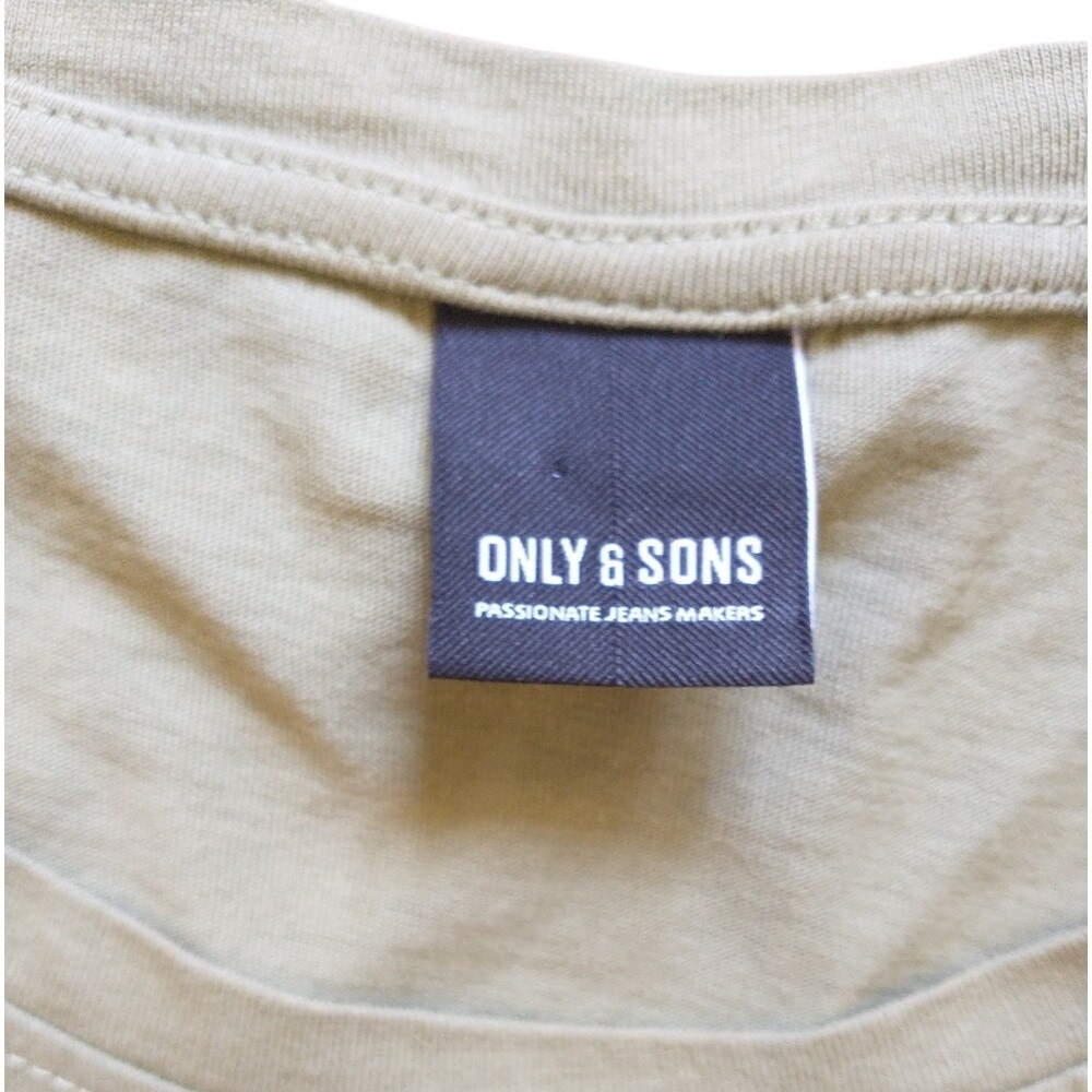 Only & Sons Mens XXL Olive Green Curved Hem Short Sleeve Crewneck T-Shirt - Picture 2 of 7